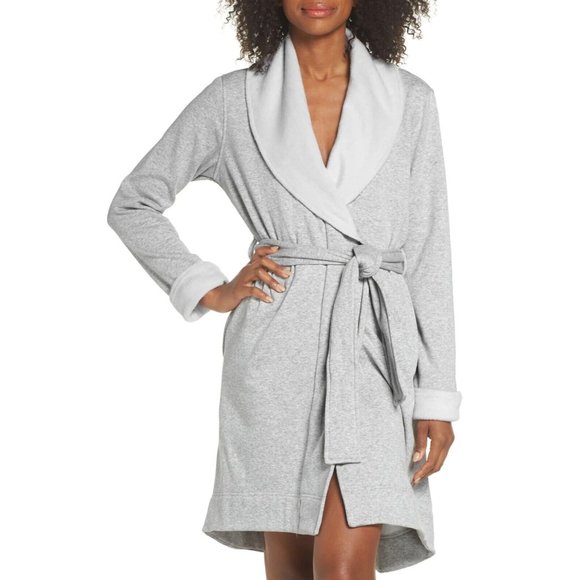 UGG® Blanche II Double-Knit Fleece Robe Gray Size XL - Picture 1 of 3